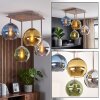Cluster Ceiling Light Koyoto with 4 blue, green, gold and chrome glass shades