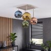 Retro Cluster Ceiling Light Koyoto with blue, green, gold and coppery glass shades, E14
