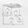 Modern globe ceiling light Ripoll, four white glass shades and sand-coloured metal