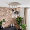 Modern Cluster Ceiling Light Koyoto with five ribbed glass shades, Amber