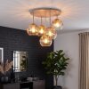 Sand-coloured cluster ceiling light Koyoto with 5 amber and clear glass shades