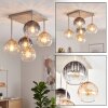 Modern Cluster Ceiling Light Koyoto with 5 Amber, Smoke and Clear Glass Shades
