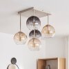 Modern Cluster Ceiling Light Koyoto with 5 Amber, Smoke and Clear Glass Shades