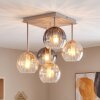 Modern Cluster Ceiling Light Koyoto with 5 Amber, Smoke and Clear Glass Shades