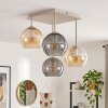 Modern Cluster Ceiling Light Koyoto with 4 smoke and amber glass shades, ø 15 cm