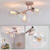 Modern Cluster Ceiling Light Gastor with three clear glass shades with a sand-coloured frame