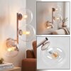 Modern Sand-Colored Globe Wall Light Gastor with 3 Clear Glass Shades for Bedside Reading