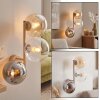Modern Spherical Wall Light Gastor with 3 clustered glass shades in clear, amber and smoke
