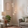 Modern Globe floor lamp Koyoto with six clear glass shades in a vertical design