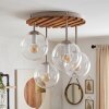 Boho Cluster Ceiling Light Gastor, 4 clear glass shades, wooden slat canopy
