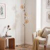 Modern Globe floor lamp Koyoto with six clear and amber round glass shades