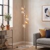 Modern Globe floor lamp Koyoto with six clear and amber round glass shades
