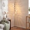 Globe floor lamp Koyoto with six clear glass shades in vertical arrangement