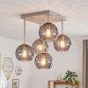 Cluster ceiling light Koyoto with five smoke glass shades for the dining table