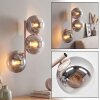 Modern Globe Wall Light Gastor with three round smoke and clear glass shades