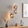 Modern Globe Wall Light Gastor with three round smoke and clear glass shades