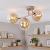 Modern globe ceiling light Gastor with three amber and clear glass shades