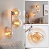 Retro Globe wall light Gastor with three clustered amber and clear glass shades