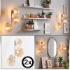 Modern Globe Wall Light Gastor, 2-Piece Set with Three Amber and Clear Glass Shades