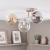 Modern globe ceiling light Gastor with clustered smoke, amber and clear glass shades