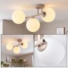 Globe ceiling light Gastor in a modern cluster of three white shades