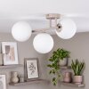 Globe ceiling light Gastor in a modern cluster of three white shades