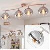 Modern Cluster ceiling light Koyoto with 4 smoke-coloured shades on a curved bar