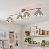 Modern Cluster ceiling light Koyoto with 4 smoke-coloured shades on a curved bar