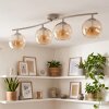 Cluster Ceiling Light Koyoto with four amber glass shades and modern design in sand