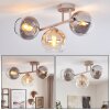 Cluster ceiling light Koyoto with 3 glass shades in smoke-coloured, amber and clear