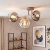 Cluster ceiling light Koyoto with 3 glass shades in smoke-coloured, amber and clear