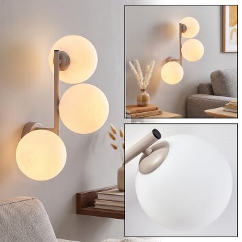 Globe wall light Gastor with round glass shades in smoke-coloured, amber and clear