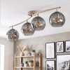 Modern Ceiling Light Koyoto, curved bar with 4 Smoke-Coloured Shades, E14