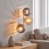 Modern Cluster Wall Light Koyoto with Three Smoke and Amber Glass Shades, E14