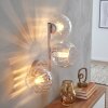 Modern Globe wall light Koyoto with three clear rippled glass shades, sand-coloured metal