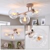 Modern Cluster Ceiling Light Koyoto with three clear rippled glass shades
