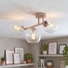 Modern Cluster Ceiling Light Koyoto with three clear rippled glass shades
