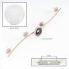 Modern Globe Ceiling Light Ripoll with four white glass shades, sand-coloured metal