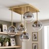 Cluster ceiling light Chehalis with five glass shades in smoke and clear, modern design