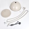 Modern sofa arc floor lamp Miranda with curved arc arm and dome shade in sand