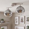 Modern Ceiling Light Gastor with Two Round Smoke and Clear Glass Shades