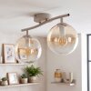 Modern globe ceiling light Gastor with two round glass shades in Amber and clear