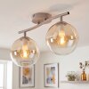 Modern globe ceiling light Gastor with two round glass shades in Amber and clear