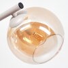 Modern 3-globe wall light Koyoto with amber and clear round glass shades