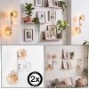 Wall light Koyoto set of 2 with three amber and clear glass shades for the couch