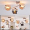 Modern Cluster ceiling light Koyoto with amber, smoke and chrome glass shades