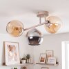 Modern Cluster ceiling light Koyoto with amber, smoke and chrome glass shades