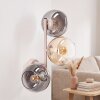Modern Wall Light Koyoto with three vertical smoke, amber and clear glass shades
