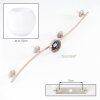 Modern Globe ceiling light Koyoto with curved bar and 4 white glass shades