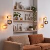 Retro sand-coloured 3-light wall lamp Koyoto, 2-piece set, vertical round shades